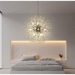 Lustre Pendente Cristal Flor Dente de Leão Cromado 8xg9 Bivolt 40cm - 5