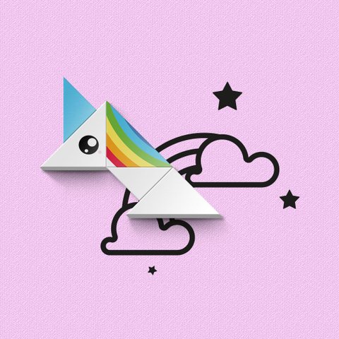 Unicórnio no Céu - Wall Concept, Montagem entre Quadros e Adesivo de Parade - 5 Peças + Adesivo - Ul