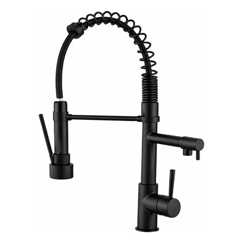 Torneira de Cozinha Gourmet Alto Luxo de Bancada Bica Dupla 001 Preta