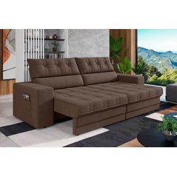 Sofá Oscar Plus 2,30m Retrátil/reclinável Suede Marrom - Xflex - 1