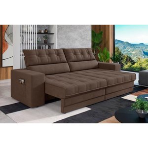 Sofá Oscar Plus 2,30m Retrátil/reclinável Suede Marrom - Xflex