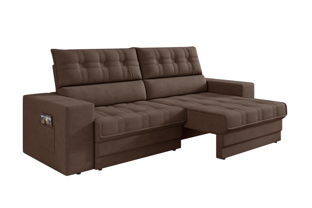 Sofá Oscar Plus 2,30m Retrátil/reclinável Suede Marrom - Xflex - 5
