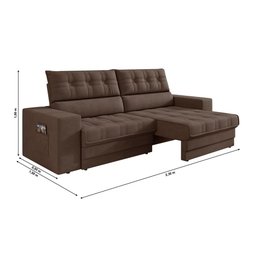 Sofá Oscar Plus 2,30m Retrátil/reclinável Suede Marrom - Xflex - 4