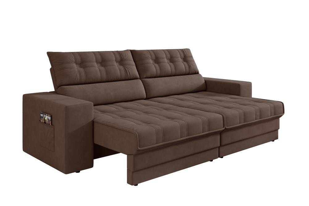 Sofá Oscar Plus 2,30m Retrátil/reclinável Suede Marrom - Xflex - 3