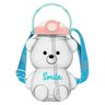 Garrafa Infantil 1L com Canudo Alça de Transporte Urso Transparente Escolar - 1