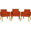 Ver imagem 1 de Kit 3 Poltronas para Recepção Nina Suede Cores Pé Palito 30cm Castanho - Suede