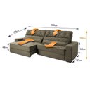 Ver imagem 3 de Sofá Retrátil Reclinável 3,00m Albany Suede Velut Marrom Claro Molas Ensacadas - King House