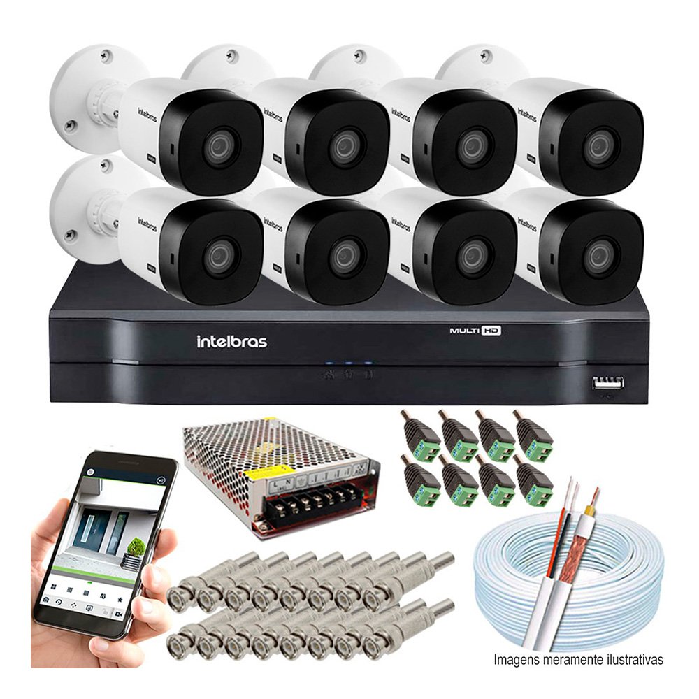 Kit Intelbras 8 Cam Vhl 1220B Full HD DVR Mhdx 1108 MadeiraMadeira