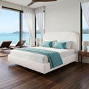 Ver imagem 4 de Cama Casal Flutuante com Cabeceira 140cm Aura W01 Bouclê Cru - Lyam Decor
