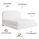 Ver imagem 5 de Cama Casal Flutuante com Cabeceira 140cm Aura W01 Bouclê Cru - Lyam Decor