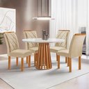 Ver imagem 1 de Mesa Kansas 100cm 4 Cadeiras Arthus Tampo Redondo Plus Vidro Off White