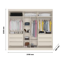 Guarda Roupa Oxford 6 Portas 6 Gavetas Espelhado Mdf - Mademarcs - 4