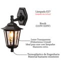 Ver imagem 3 de 2 Arandela Colonial Externo Preto Lente Transparente Lup40