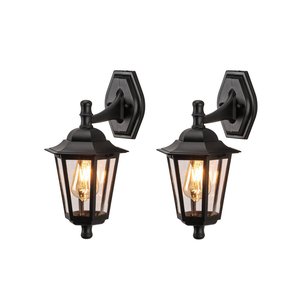 2 Arandela Colonial Externo Preto Lente Transparente Lup40