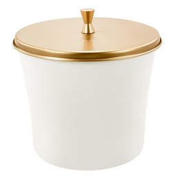 Lixeira Cesto de Lixo Pia Cozinha Banheiro 3 Litros Branca com Tampa Inox Dourado Gold Alto Padrão - 1