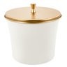 Lixeira Cesto de Lixo Pia Cozinha Banheiro 3 Litros Branca com Tampa Inox Dourado Gold Alto Padrão - 1