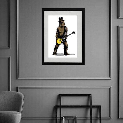 Quadro Chewbacca Rock - 60x48 Cm 33x24cm:madeira Branca