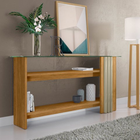 Aparador Buffet para Sala de Estar Frizz - 7 Decor Cumaru e Opala