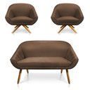 Ver imagem 1 de Kit 01 Namoradeira 02 Lugares e 02 Poltronas Giratória Giovana Suede Base Madeira MA30 - D’Rossi - M