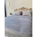Ver imagem 1 de Lençol De Plush Casal Toque Macio Quentinho Inverno Cinza