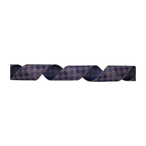 Fita Decorativa Larga Luxo Azul e Dourado 6,3cm X 9,14m | Natal Encantado Formosinha