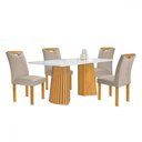 Ver imagem 2 de Mesa de Jantar 4 Lugares Stella com Vidro Ripado Cinamomo/off White/boucle Bege - Cel Móveis