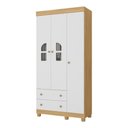 Ver imagem 2 de Guarda-roupa Infantil 92cm com Vidro 3 Portas e 2 Gavetas Nina Multimóveis Mp4503 Madeirado/branco