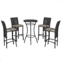Ver imagem 1 de Mesa Bistrô e 4 Banquetas Roma Preta Corda Náutica Estofado 6 Trama Original