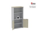 Ver mais imagens de Armário Misto para Escritório com Nicho e Portas com Chave 159,6cm P25 Branco/Cinza/Noce Marromle