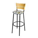 Ver imagem 3 de Jogo 2 Banqueta Alta Para Cozinha Ratan Palha Preta Estofado Floral Floral