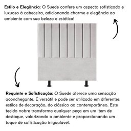 Cabeceira Estofada Cama Queen 160 Cm Luísa Suede e Frame Cor:cinza Claro - 5