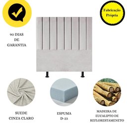Cabeceira Estofada Cama Queen 160 Cm Luísa Suede e Frame Cor:cinza Claro - 4