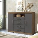 Ver imagem 7 de Guarda Roupa Casal Ripado 4 Portas Buriti com Espelho e Pés e Cômoda Havana Master com Rodizio Jatob