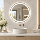 Ver imagem 2 de Espelho 80x80cm Redondo LED Touch Jateado Decoração Banheiro