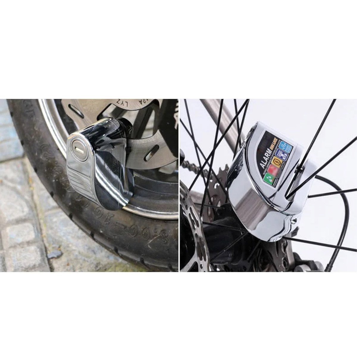 Trava de Disco Freio Moto Cadeado Alarme Sensor Sonoro Anti Furto Roubo Motocicleta Bike Bicicleta P - 5