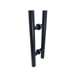 Puxador 40 Cm Inox Porta Vidro Pivotante H Tubular Preto - 5