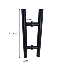 Puxador 40 Cm Inox Porta Vidro Pivotante H Tubular Preto - 8