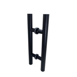 Puxador 40 Cm Inox Porta Vidro Pivotante H Tubular Preto