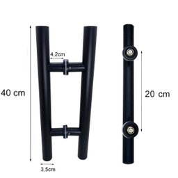 Puxador 40 Cm Inox Porta Vidro Pivotante H Tubular Preto - 2