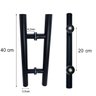 Puxador 40 Cm Inox Porta Vidro Pivotante H Tubular Preto - 2