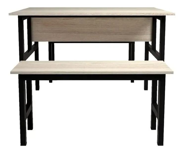 Conjunto Mesa Refeitório 6 Lugares com Banco Separado Copa:fresno/preto - 2