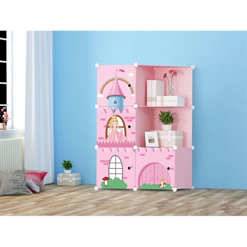 Guarda Roupa Infantil Modular 6 Nichos Rosa Princesa - 2