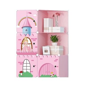 Guarda Roupa Infantil Modular 6 Nichos Rosa Princesa