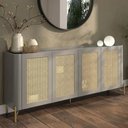 Ver imagem 1 de Aparador Buffet Bend 4 Portas sem Gavetas MDF 180cm Grigio com Dourado