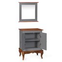 Ver imagem 2 de Gabinete para Banheiro 2 Portas com Espelheira Dália 3057 - Cinza/imbuia Glazer
