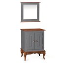 Ver imagem 1 de Gabinete para Banheiro 2 Portas com Espelheira Dália 3057 - Cinza/imbuia Glazer