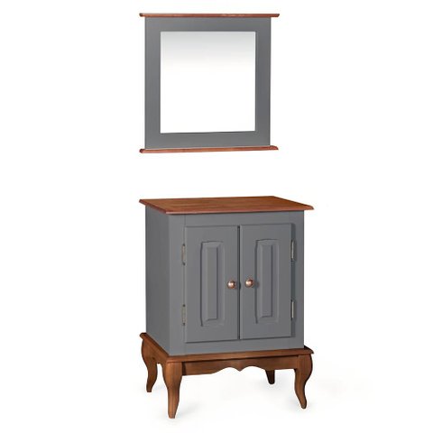 Gabinete para Banheiro 2 Portas com Espelheira Dália 3057 - Cinza/imbuia Glazer