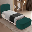 Ver imagem 2 de Cabeceira Cama Box 100cm Lanna com Puff Recamier Doha W01 Bouclê Verde - Lyam Decor