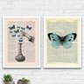 Kit 2 Quadros Poção De Borboletas 24x18cm:Madeira branca - 1
