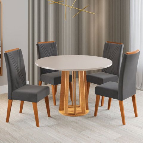 Mesa de Jantar 4 Lugares Foster Mel/blonde/cinza - Viero Móveis
